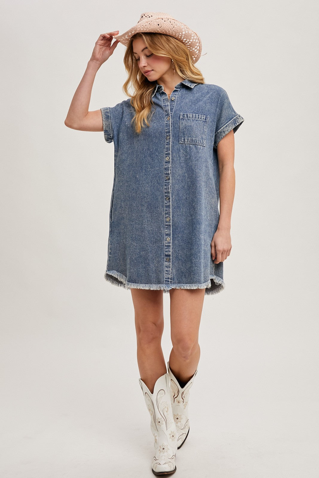 Tyla Washed Denim Shirt Dress
