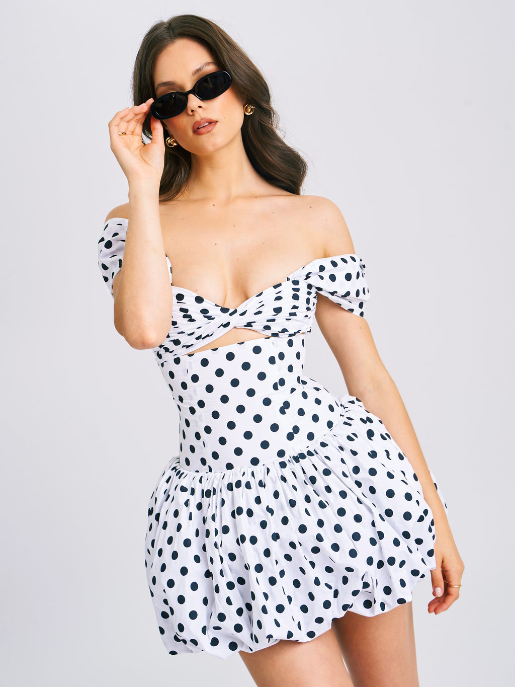 Umika Polka Dots Bubble Hem Mini Dress