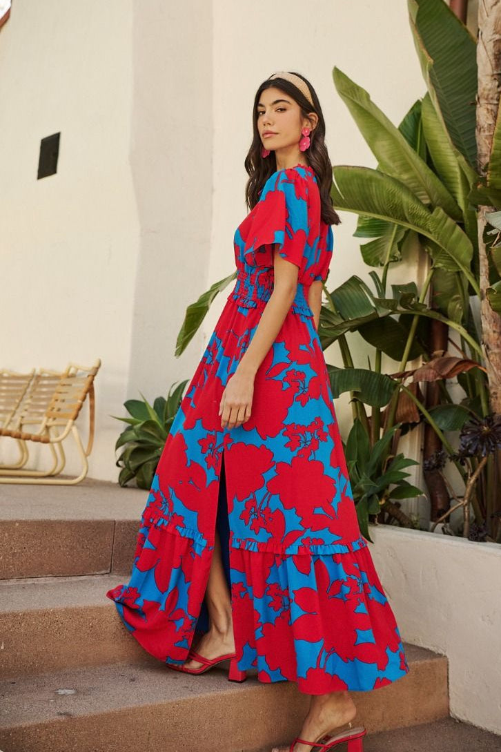 valencia floral cotton maxi dress Valencia Floral Dress Navy / M