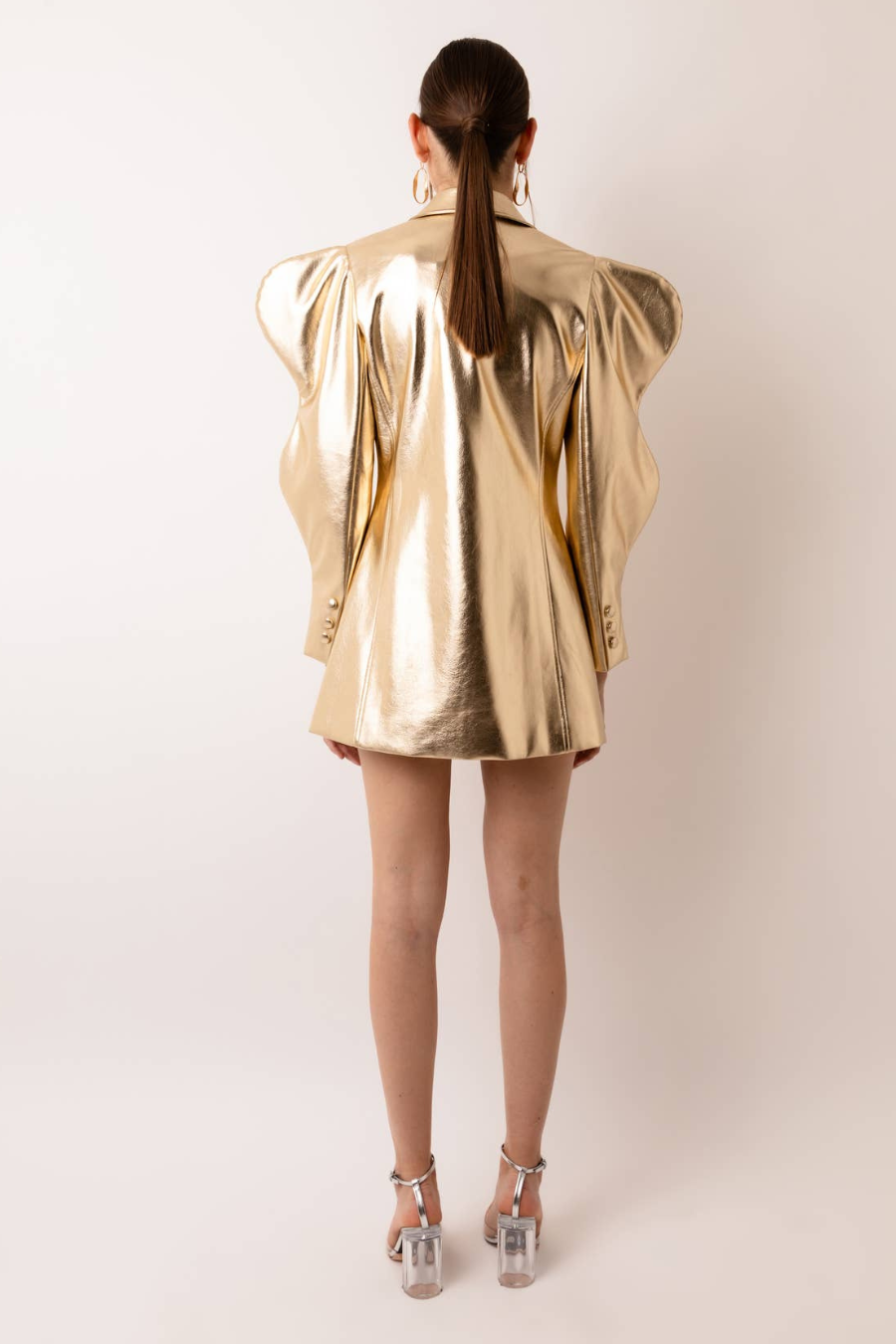 Yas Soft Stretch Metallic Blazer Dress