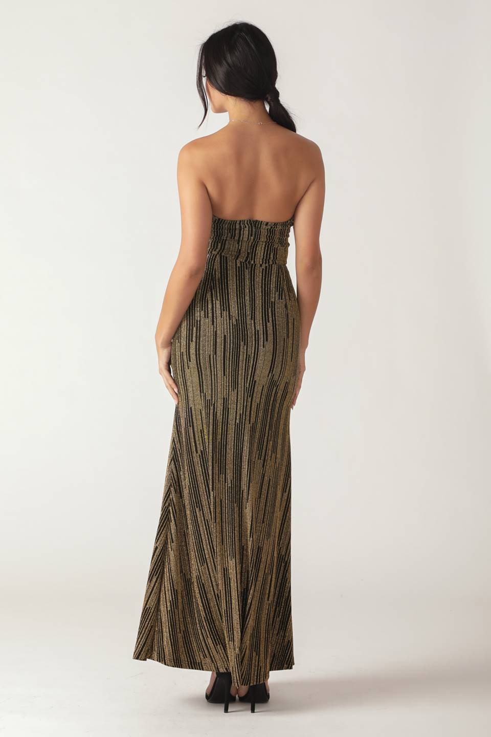 Zoa Metallic Black and Gold Maxi Dress