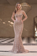 Zendaya Sweetheart Beaded Strapless Fitted Gown