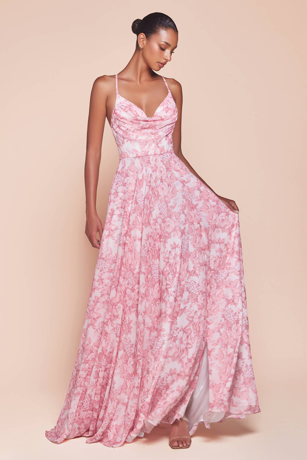 Arienne A-line Soft Satin Print Dress