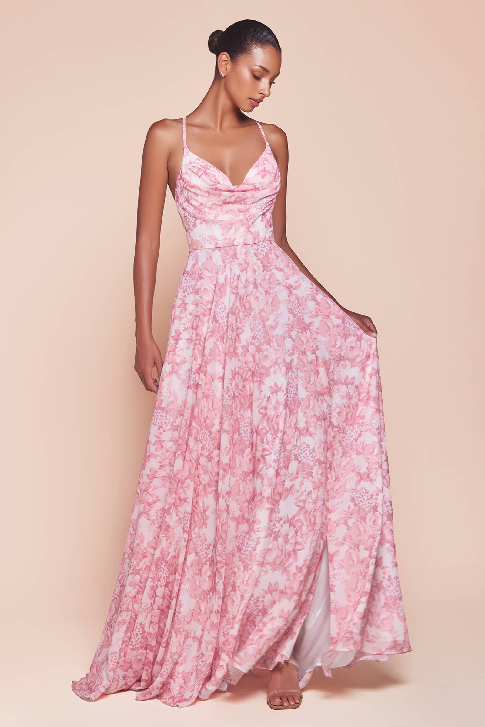 Arienne A-line Soft Satin Print Dress
