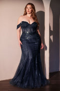 Raven Off the Shoulder Beaded Gown Curve