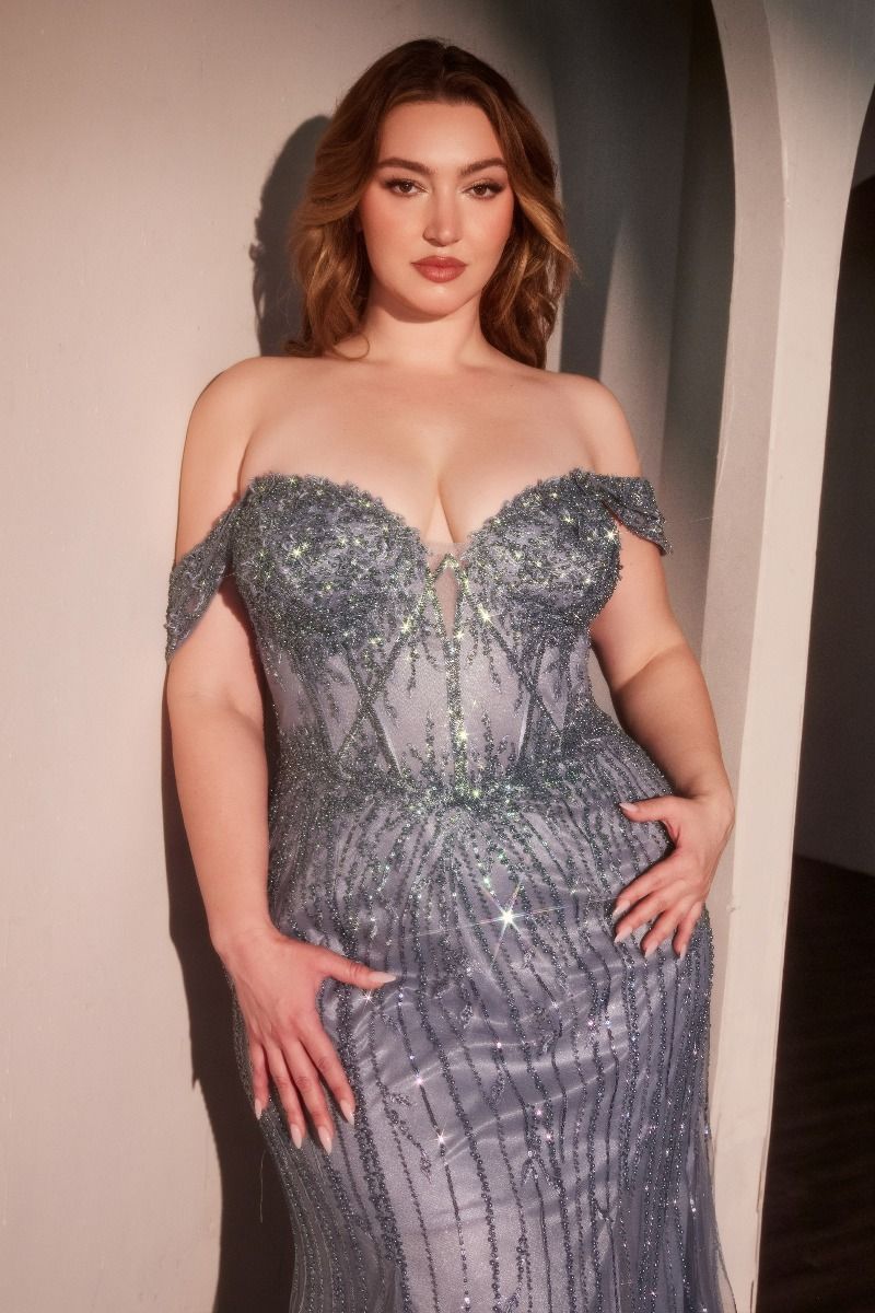 Raven Off the Shoulder Beaded Gown Curve