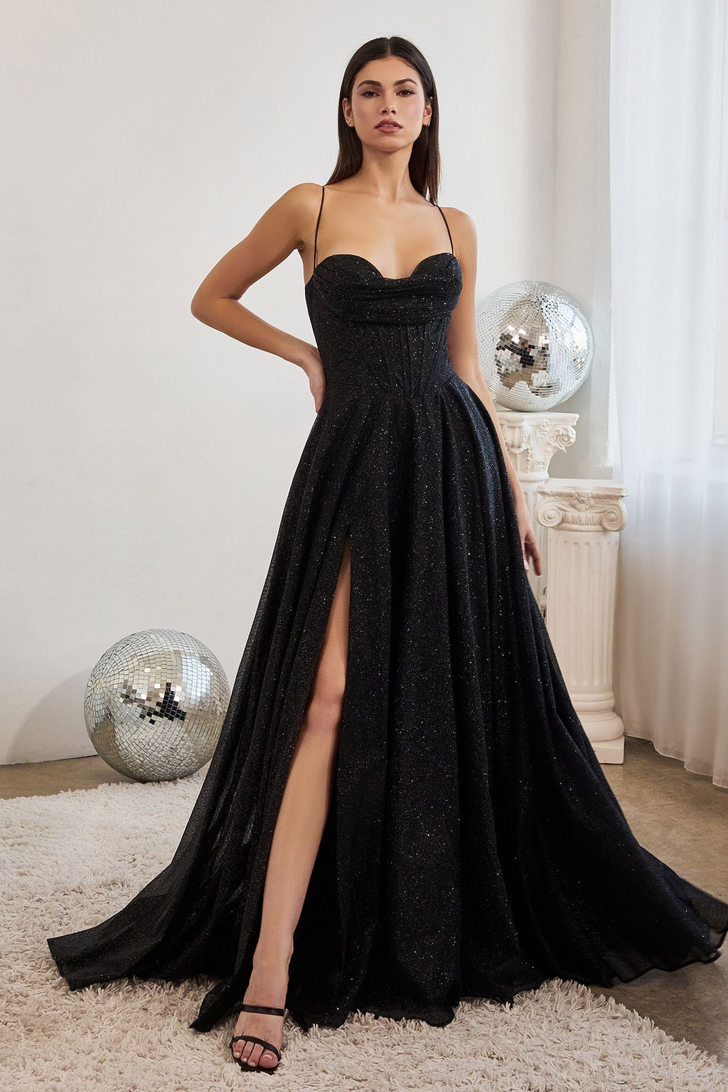 Merino Lace Up Corset Glitter Ball Gown
