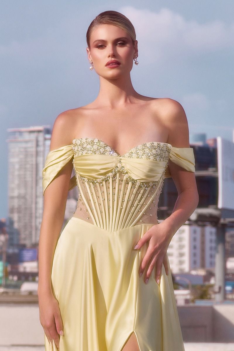 Giselle Strapless Beaded Satin A-Line Dress
