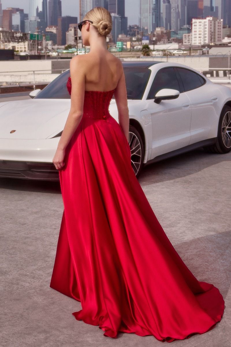 Giselle Strapless Beaded Satin A-Line Dress