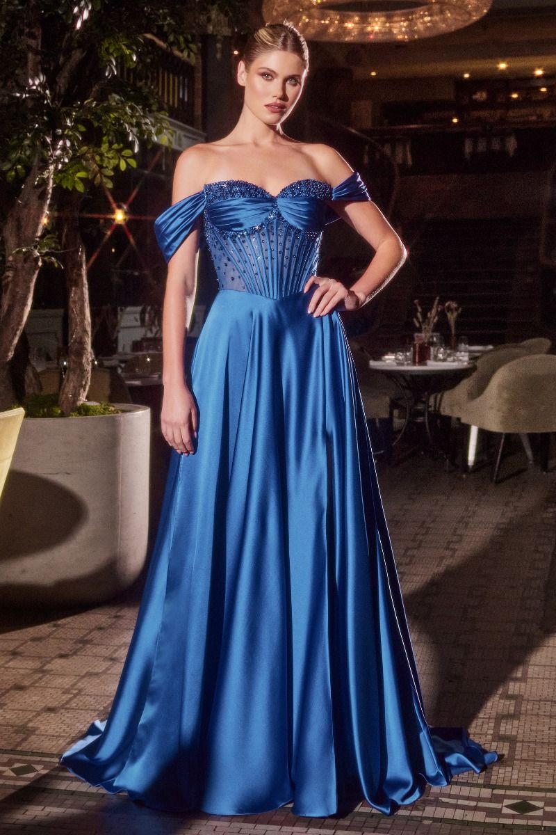 Giselle Strapless Beaded Satin A-Line Dress