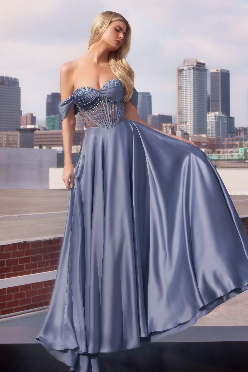 Giselle Strapless Beaded Satin A-Line Dress