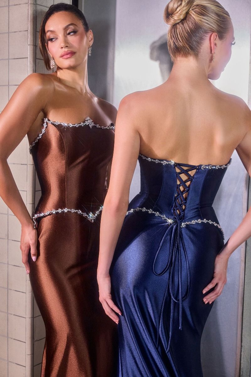 Akiya Crystal Corset Fitted Gown