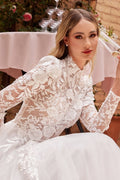 Aneva Long Sleeve Lace Wedding Maxi Gown