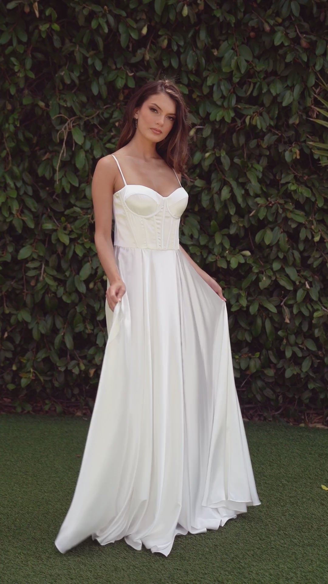 Eliana Satin A-Line Bustier Maxi Dress