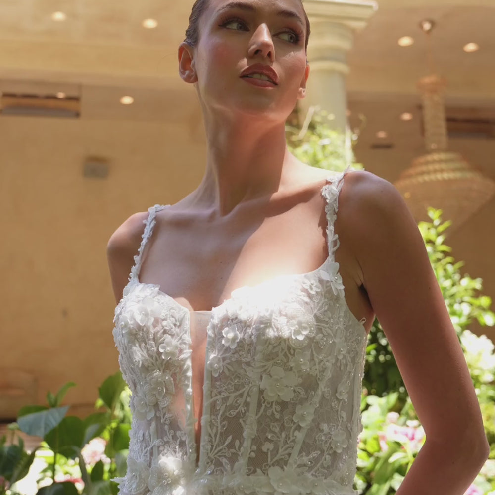 
                      
                        Load and play video in Gallery viewer, Nakai A-Line Floral Applique Wedding Gown
                      
                    