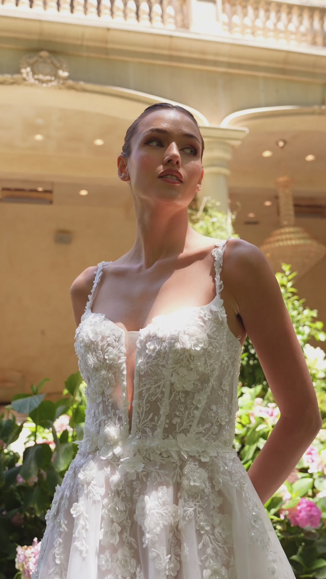 Nakai A-Line Floral Applique Wedding Gown