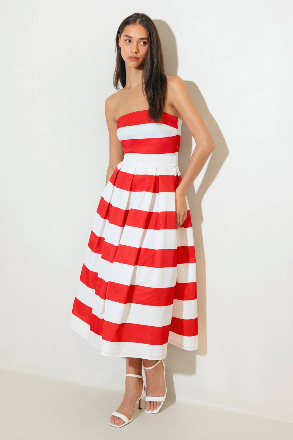 Ashley Striped Woven Midi Dress