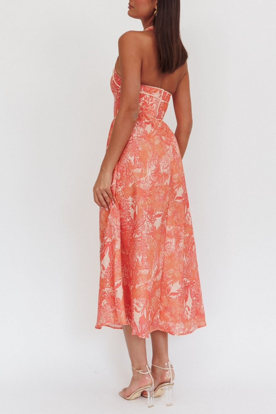 Sicilia Square Neckline Halter Maxi Dress