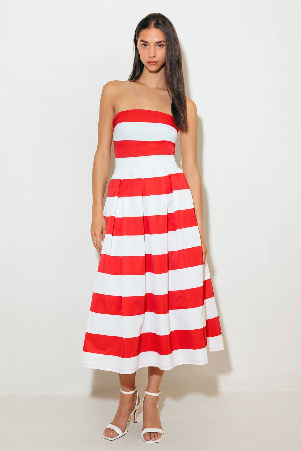 Ashley Striped Woven Midi Dress