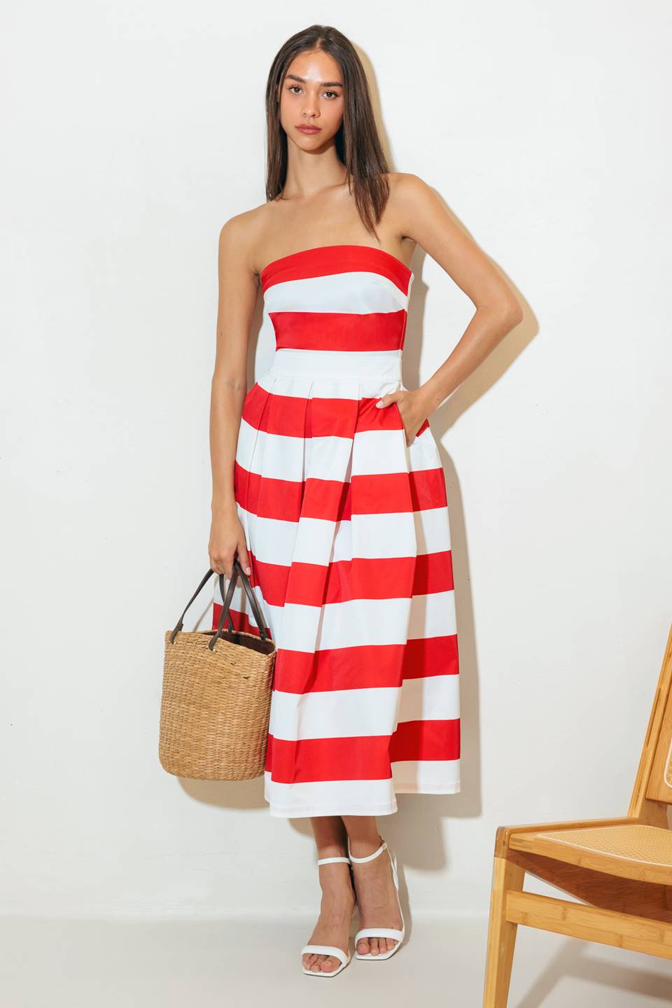 Ashley Striped Woven Midi Dress