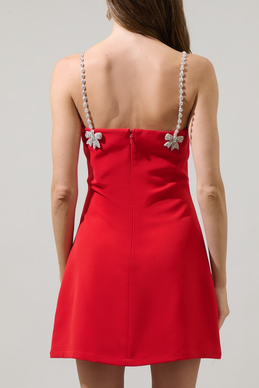 Selene Crystal Bow A-Line Mini Dress