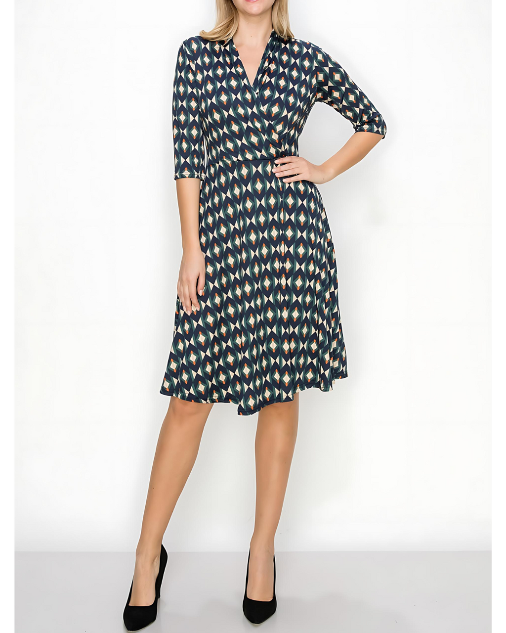 Sophia Faux Wrap Midi Dress