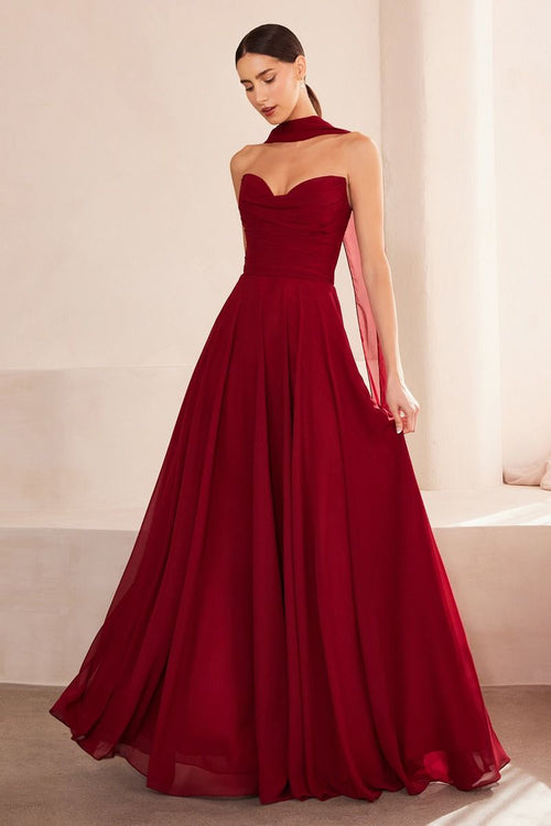 Ariel Sweetheart Chiffon A-Line Dress
