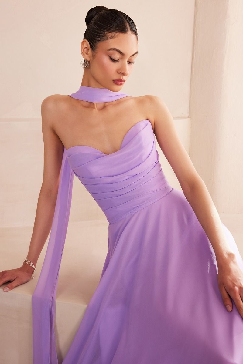 Ariel Sweetheart Chiffon A-Line Dress