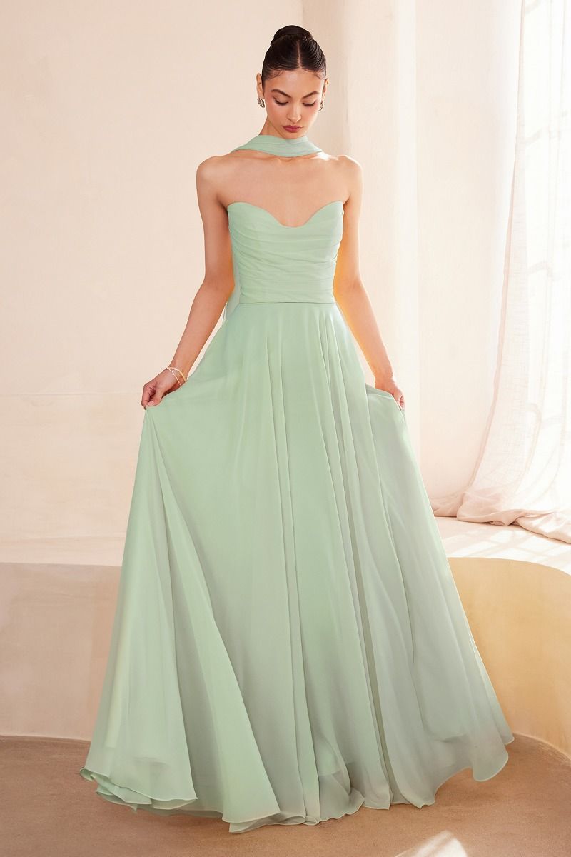 Ariel Sweetheart Chiffon A-Line Dress