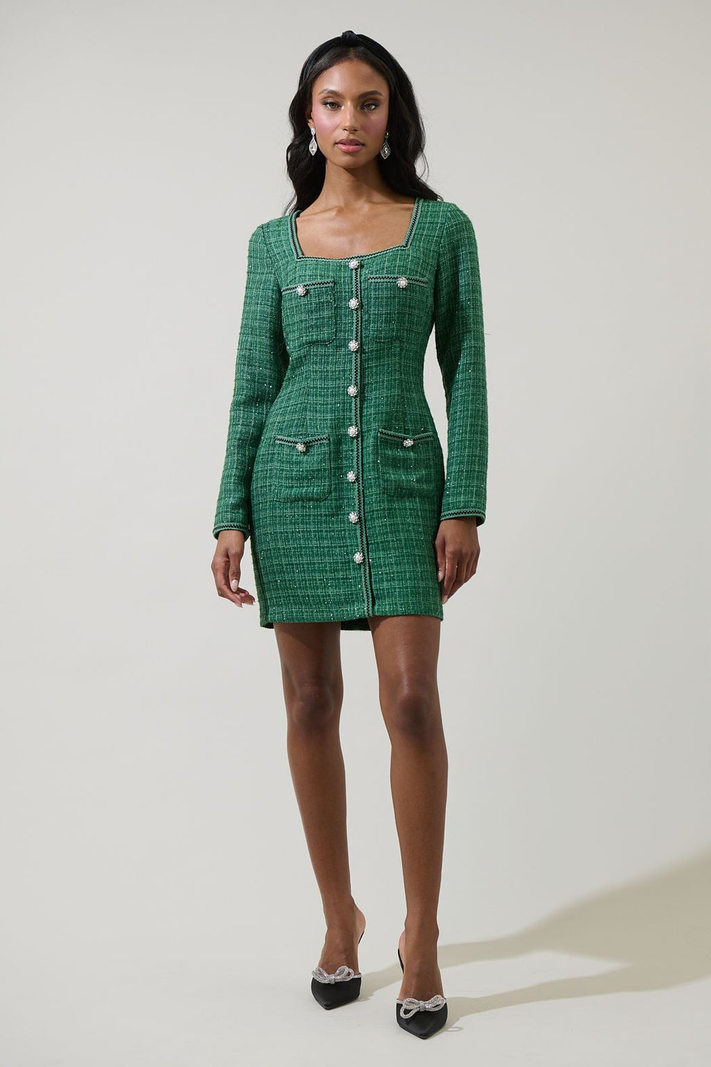Haley Tweed Button Down Mini Dress