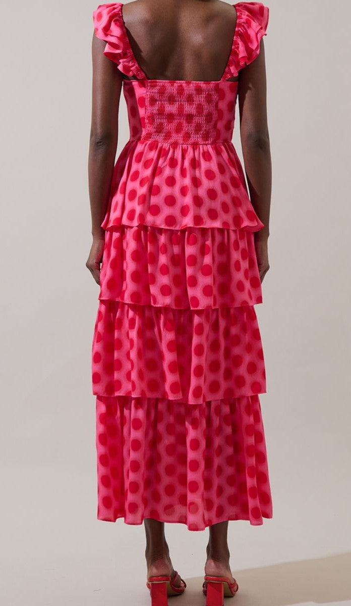 Keith Polka Dot Tiered Midi Dress