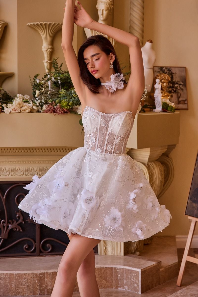 Marji Mini Bridal Dress with Choker