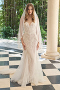 Carrie Strapless Beaded Leaf Motif Mermaid Wedding Gown
